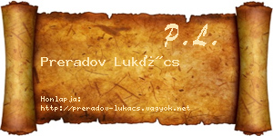 Preradov Lukács névjegykártya